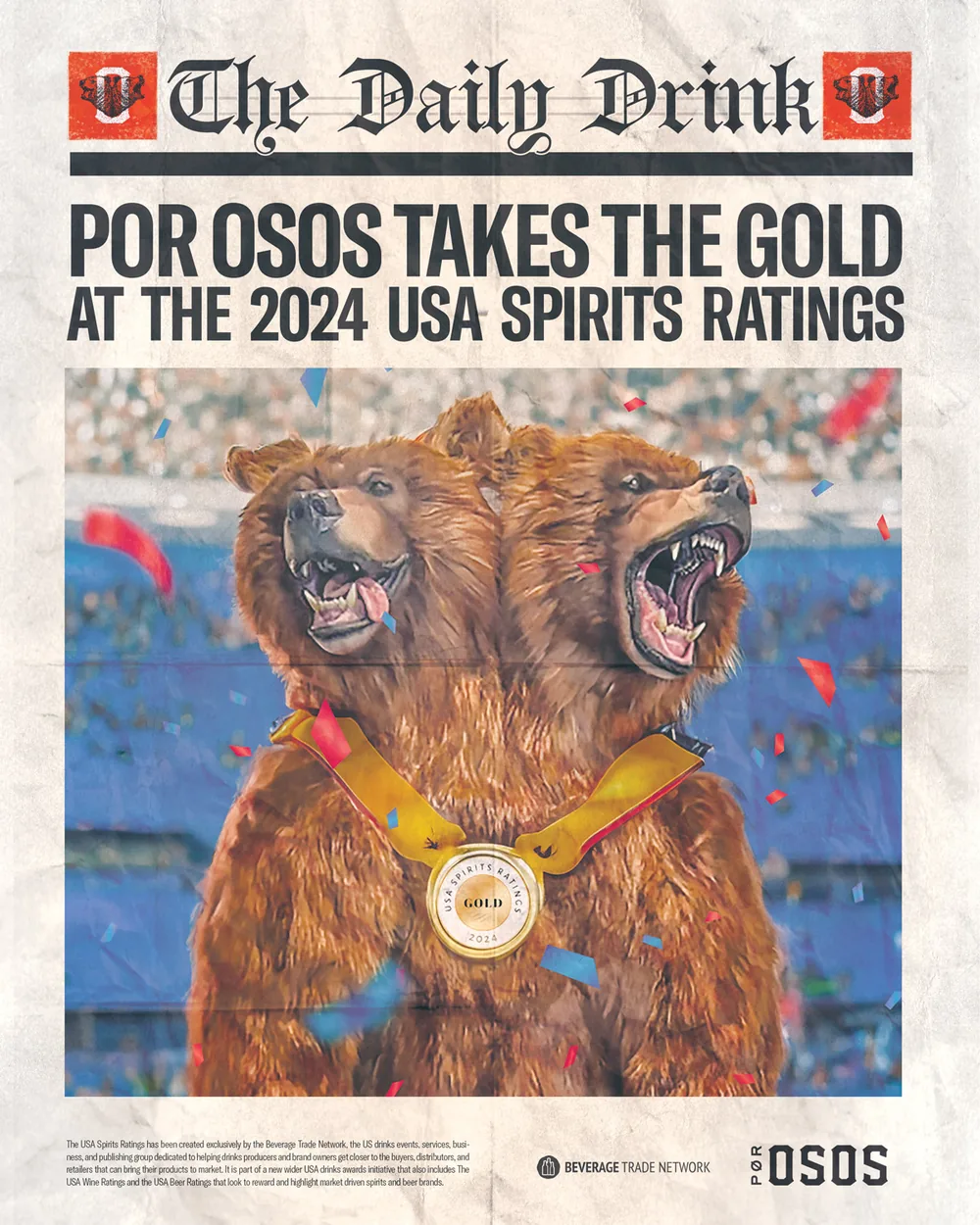 Por Osos vodka gold medal announcement